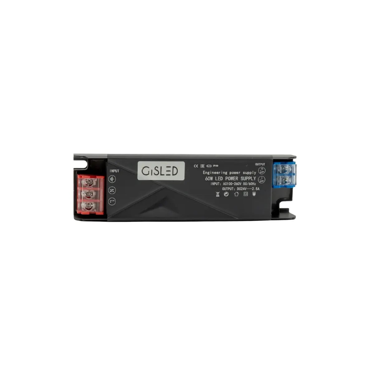 Alimentatore LED 24V 60W 2,5A Slim dettaglio costruttivo in alluminio