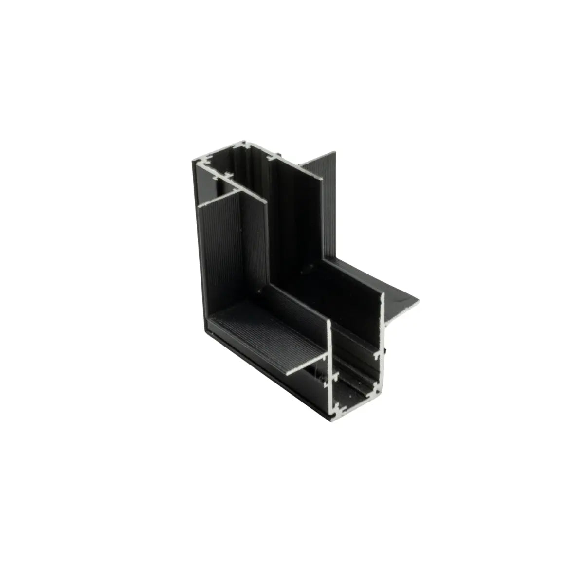 Connettore a L verticale per binario magnetico da incasso nero in alluminio – Gisled