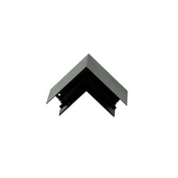 Connettore a L nero per binario magnetico da superficie in alluminio vista fronte