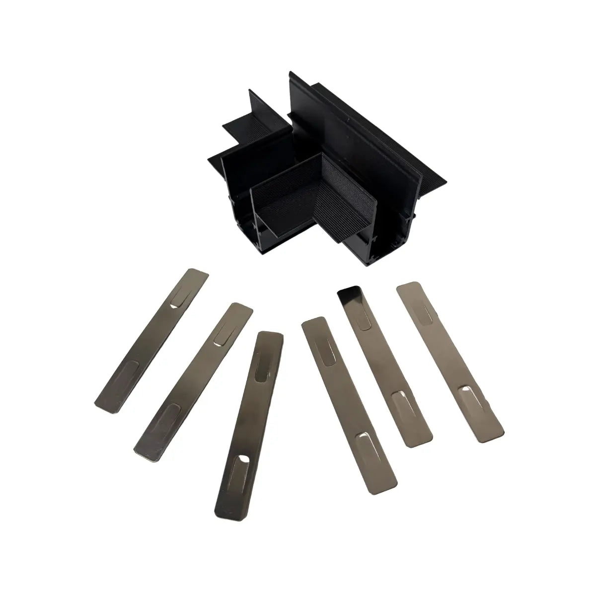 Accessorio a T in alluminio nero per sistema binario magnetico da incasso