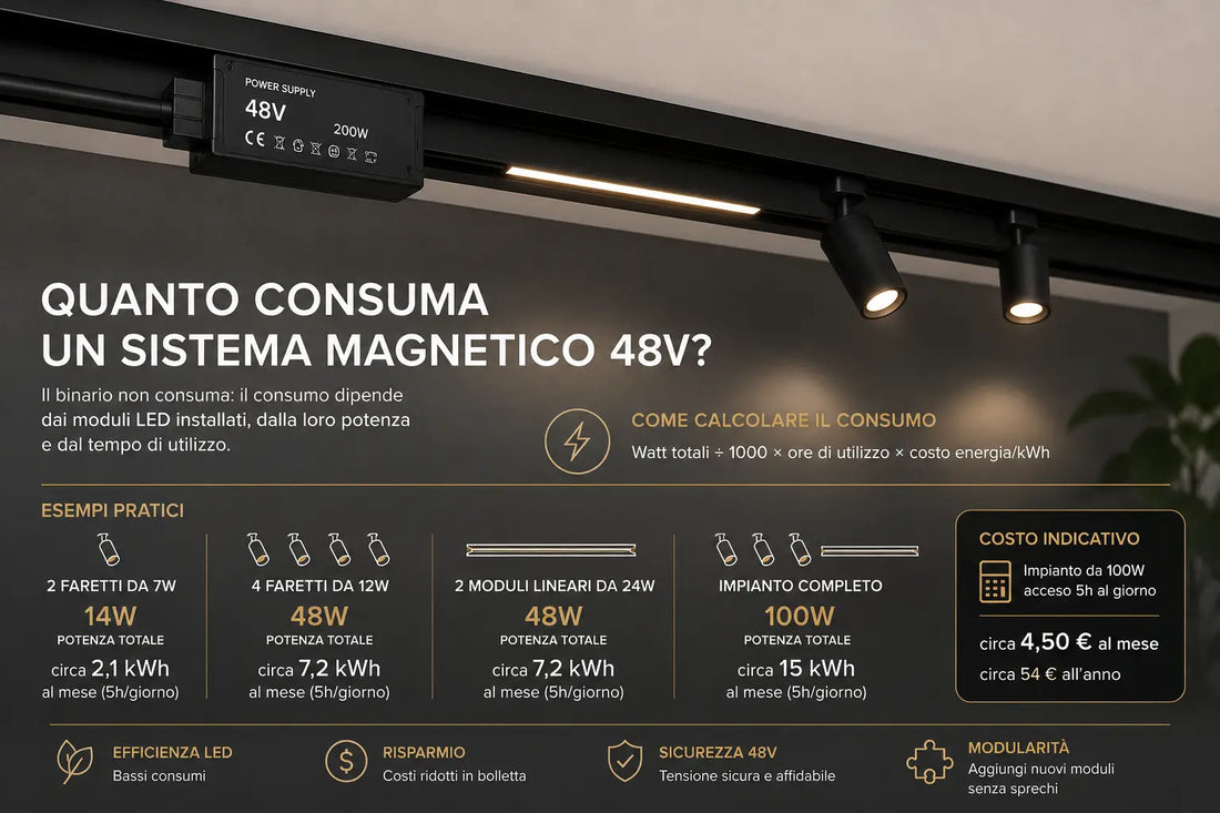 Quanto consuma un sistema magnetico 48V? Guida ai consumi reali