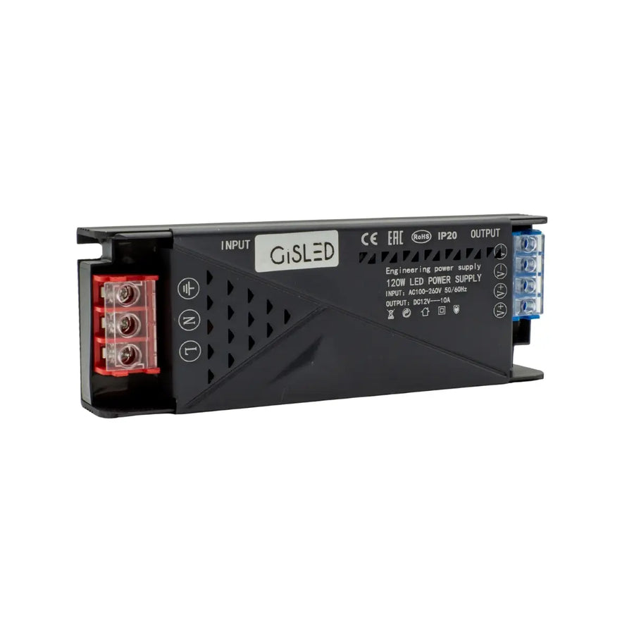 Alimentatore 12V 120W 10A per LED Gisled vista frontale