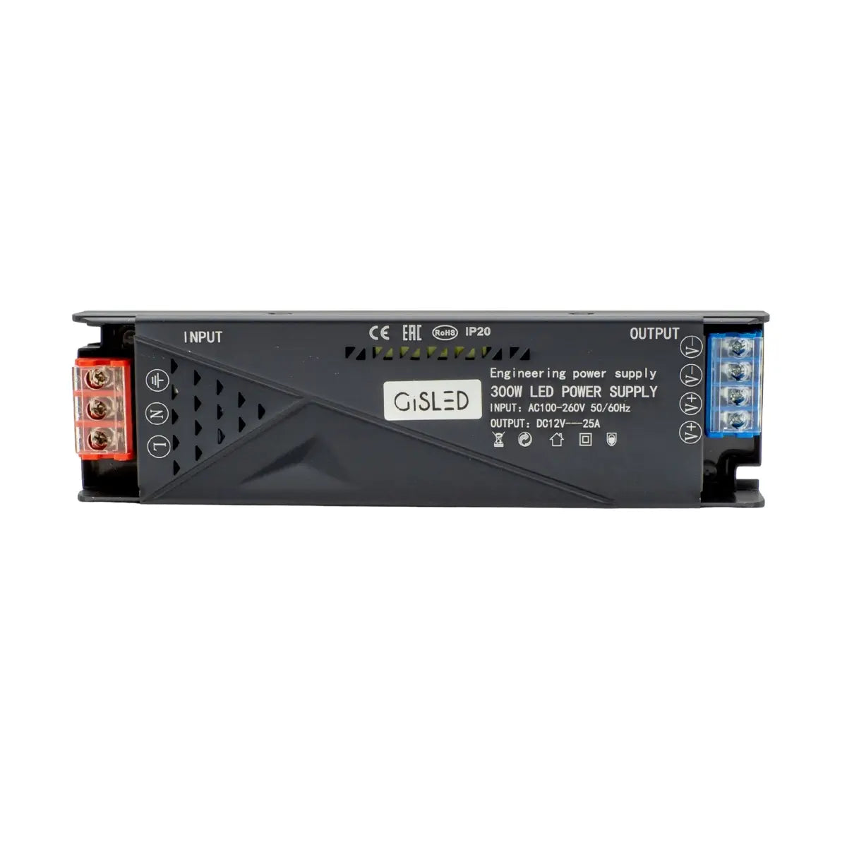Alimentatore 12V 300W 25A per LED vista frontale