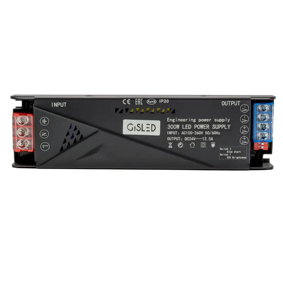 Alimentatore 24V 300W 12,5A Gisled vista frontale