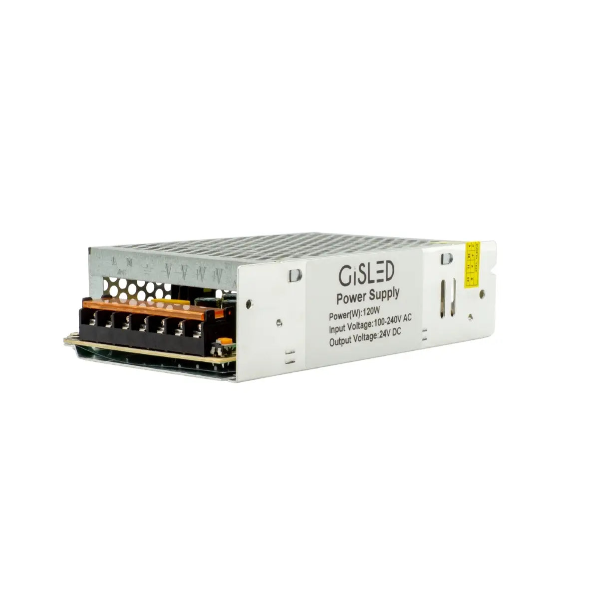Vista frontale alimentatore switching 24V 120W per LED – Gisled