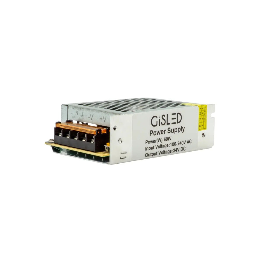 Alimentatore switching 24V 60W con vista laterale dei morsetti - Gisled