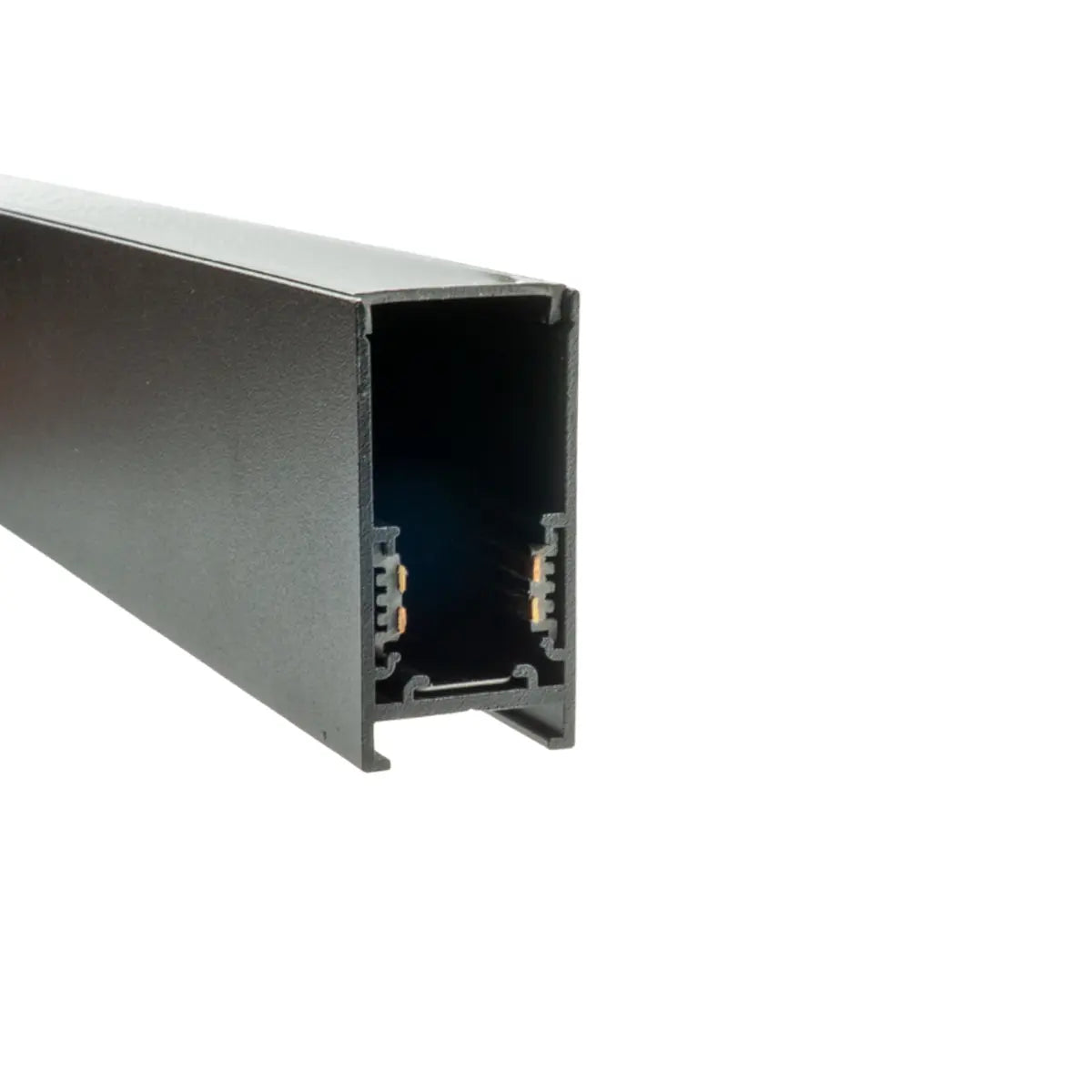 Binario magnetico 48V nero in alluminio per installazione a soffitto o parete – Gisled vista contatti
