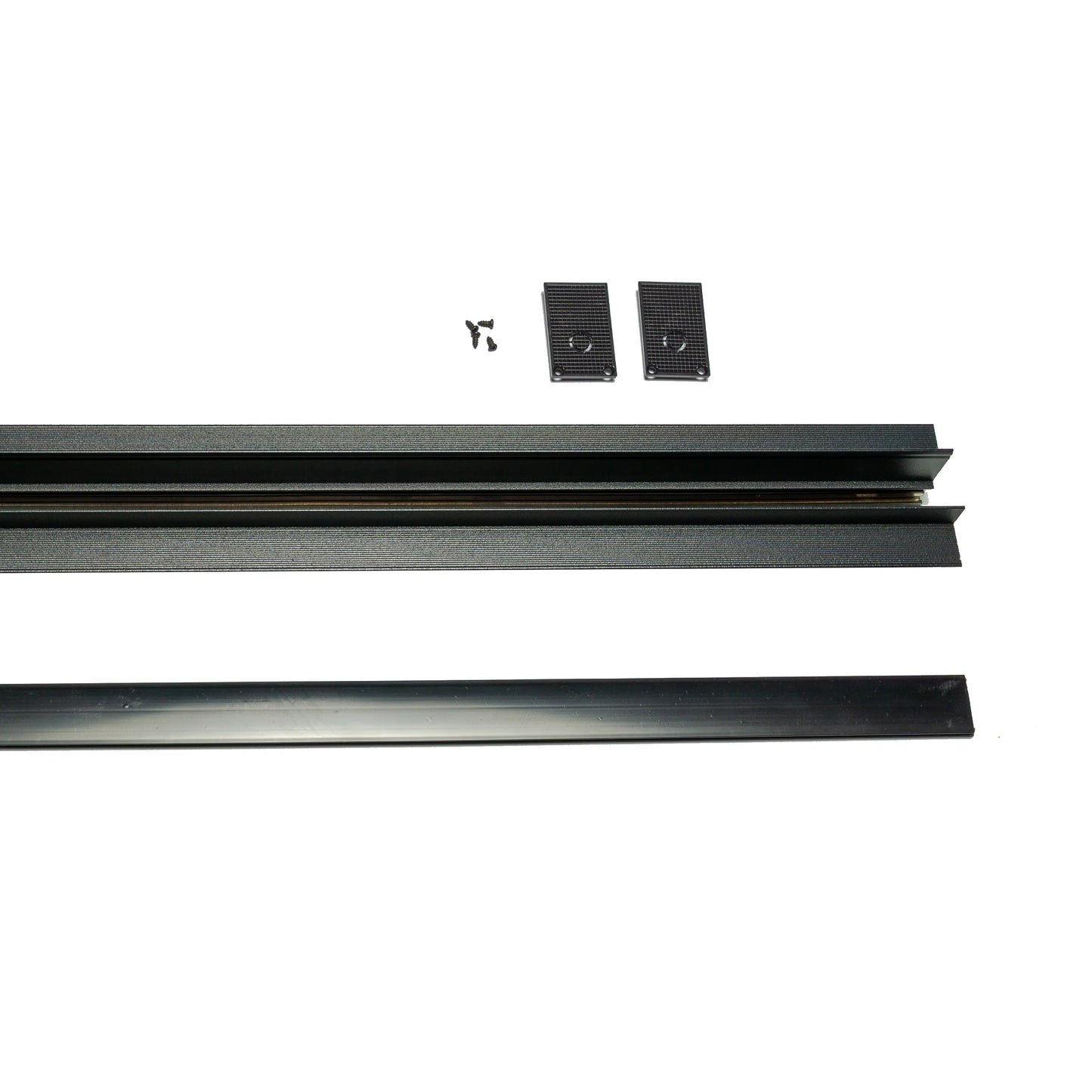 Binario magnetico da incasso 48V nero in alluminio per installazione a scomparsa vista in dettaglio componenti 