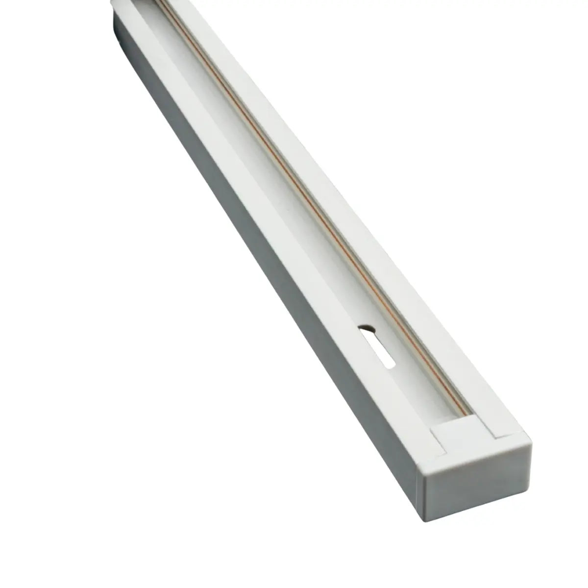 Binario monofase bianco per installazione sospesa o a soffitto in ambienti interni vista tappo
