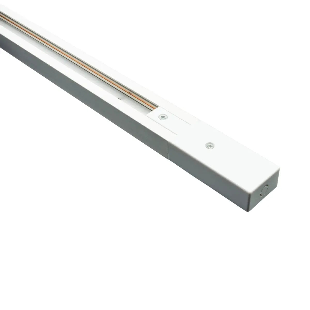Binario monofase bianco per installazione sospesa o a soffitto in ambienti interni vista connettore
