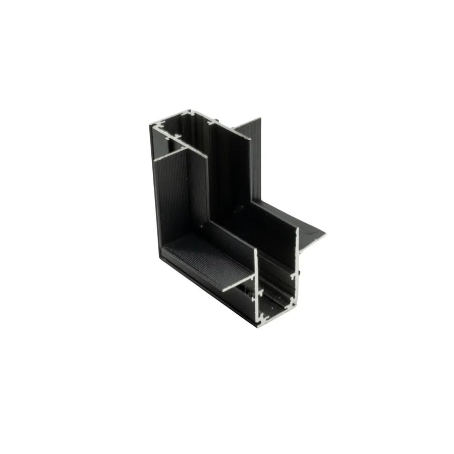 Connettore a L verticale per binario magnetico da incasso nero in alluminio – Gisled