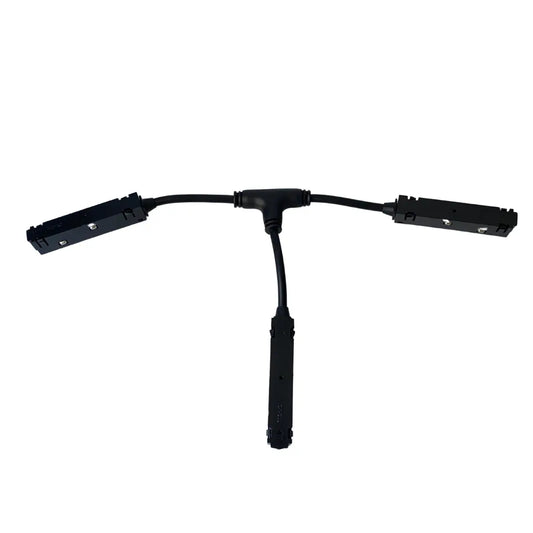 Connettore a T nero per binario magnetico 48V con collegamento elettrico nascosto per tre binari LED magnetici