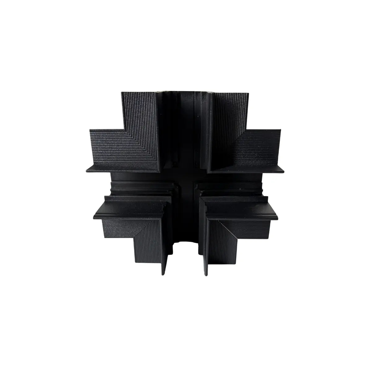 Connettore X in alluminio nero per quattro binari magnetici da incasso 48V