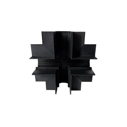Connettore X in alluminio nero per quattro binari magnetici da incasso 48V
