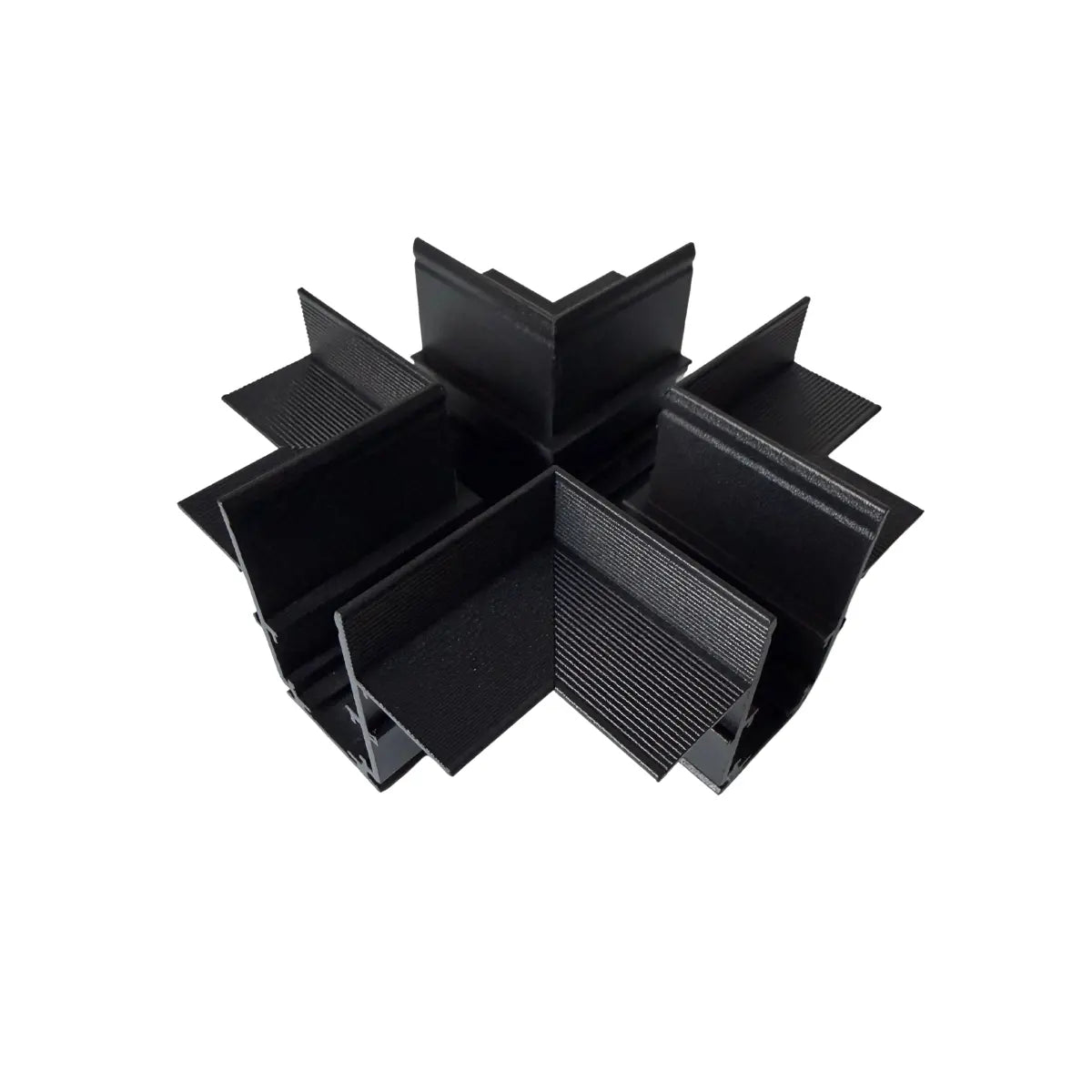 Connettore a X per binario magnetico da incasso 48V nero in alluminio per collegamento di quattro binari a 90°