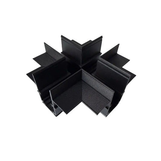 Connettore a X per binario magnetico da incasso 48V nero in alluminio per collegamento di quattro binari a 90°