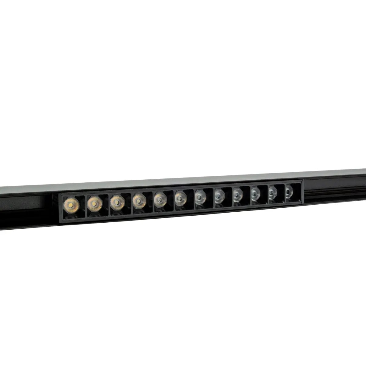 Faretto lineare LED Smart per binario magnetico 12W nero con luce regolabile 3CCT vista sul binario
