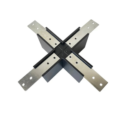 Connettore a X per binario magnetico a superficie 48V in alluminio vista completa