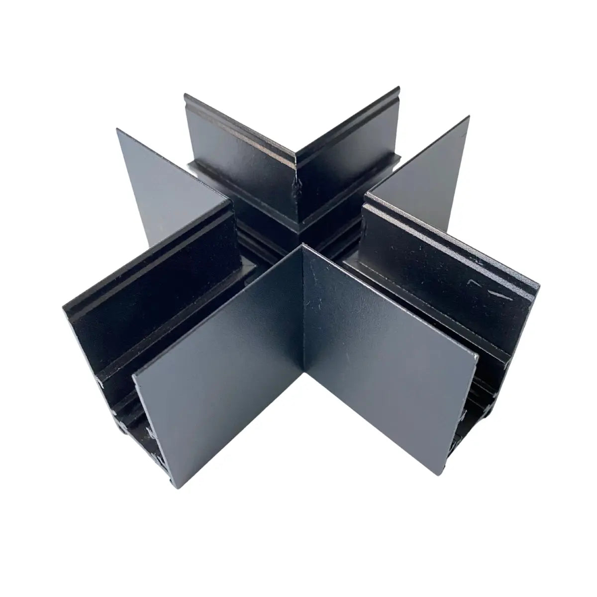 Giunto a X per binario magnetico da superficie 48V nero in alluminio per collegamento di quattro binari a 90°