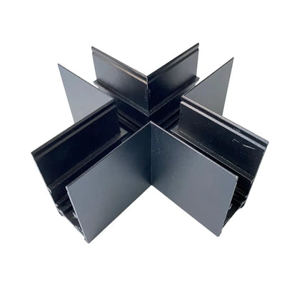 Giunto a X per binario magnetico da superficie 48V nero in alluminio per collegamento di quattro binari a 90°